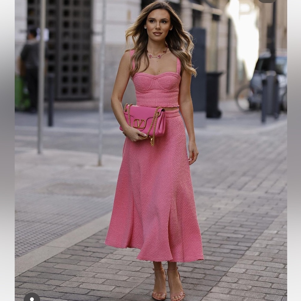 Zara Pink Knit Midi Skirt - Picture 3 of 8